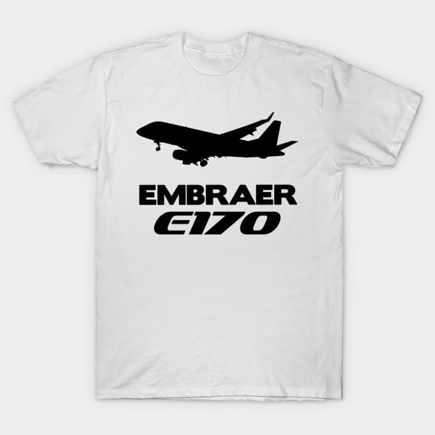 Embraer E170 Silhouette Print (Black) T-Shirt by TheArtofFlying